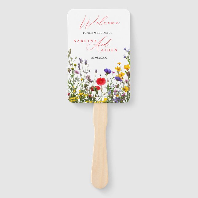Elegantes Hochzeitsprogramm für Wilde Blume Fächer (Vorderseite)