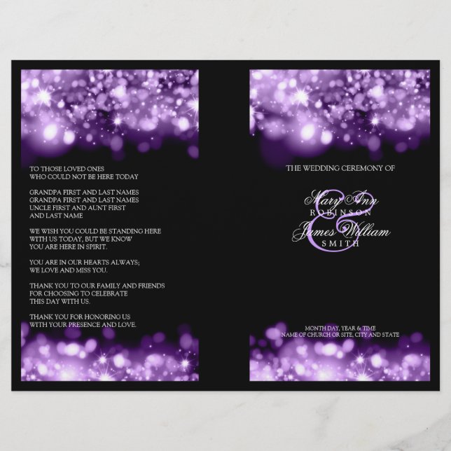 Elegantes Hochzeitsprogramm Lila (Vorderseite)