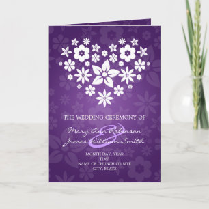 Elegantes Hochzeitsprogramm Lila Herz Programm