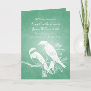 Elegantes Hochzeitsprogramm Love Birds Mint Programm