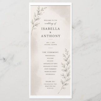 Elegantes Hochzeitsprogramm mit Blättern Programm