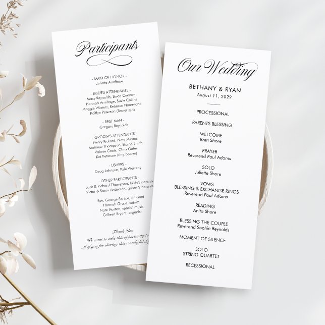 Elegantes Hochzeitsprogramm mit fancy Schrift Programm (Von Creator hochgeladen)