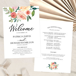 Elegantes Hochzeitsprogramm mit floralem Wasserfar Programm