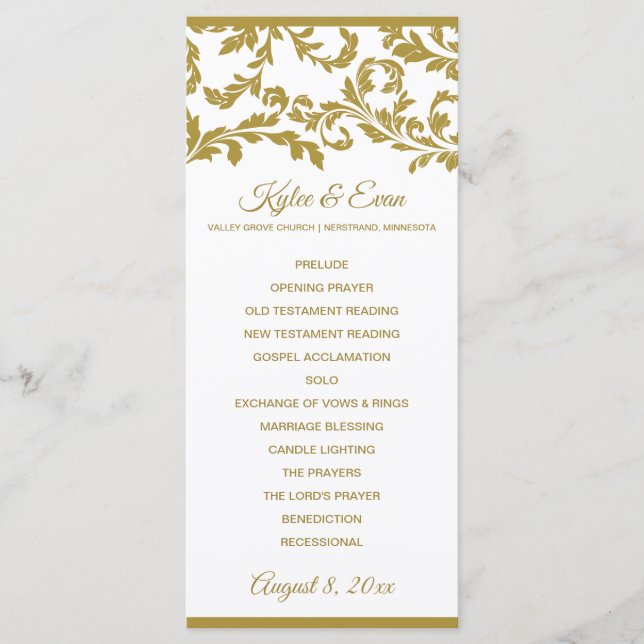 Elegantes Hochzeitsprogramm mit großem Schwung | G Programm (Vorderseite)