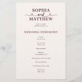 Elegantes Hochzeitsprogramm mit Herzschrift