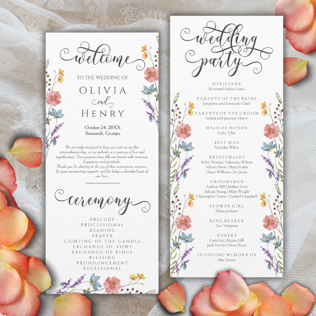 Elegantes Hochzeitsprogramm mit Kalligrafie und Fr Programm (Von Creator hochgeladen)