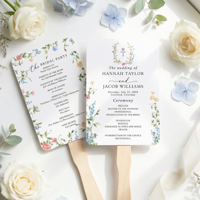 Elegantes Hochzeitsprogramm mit Wildblumen Fächer (Von Creator hochgeladen)