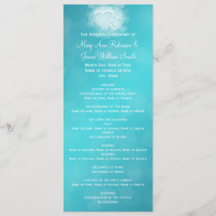 Elegantes Hochzeitsprogramm Moderne Herzen Blau Programm