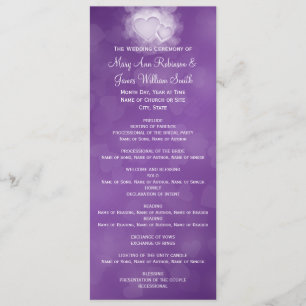 Elegantes Hochzeitsprogramm Moderne Herzen Lila Programm