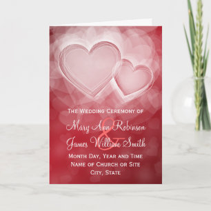 Elegantes Hochzeitsprogramm Moderne Herzen Rot Programm