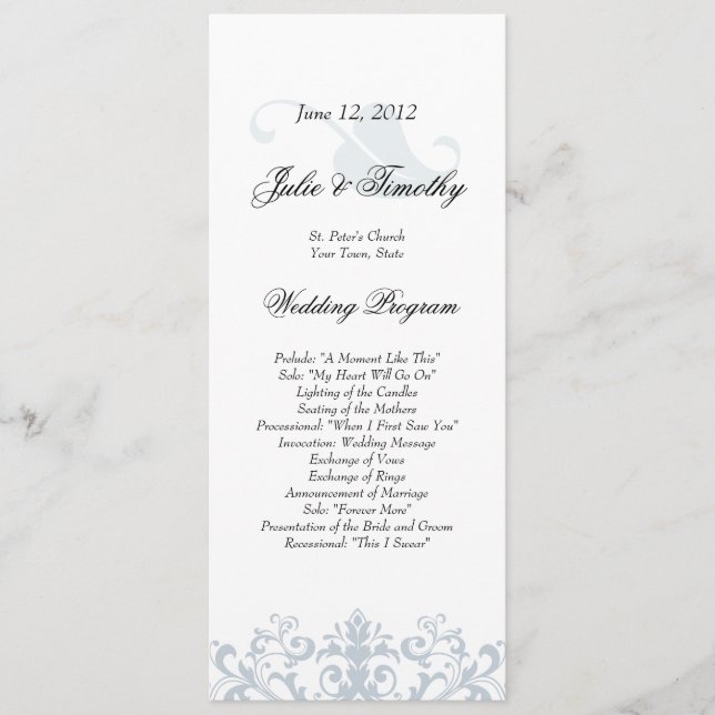 Elegantes Hochzeitsprogramm Programm (Vorderseite)