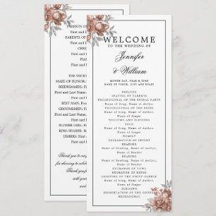 Elegantes Hochzeitsprogramm Roségold Rustikale Blu Einladung