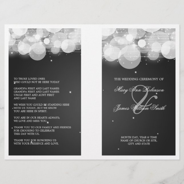 Elegantes Hochzeitsprogramm Schwarz (Vorderseite)