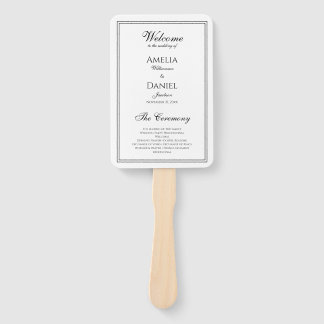 Elegantes Hochzeitsprogramm Schwarz-Weiß Fächer