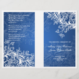 Elegantes Hochzeitsprogramm Vintage Wirbel Blau