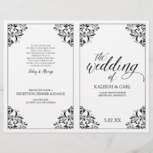 Elegantes Hochzeitsprogrammheft - Nadine (Schwarz)
