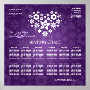 Elegantes Hochzeitssatteldiagramm Lila Herz Poster