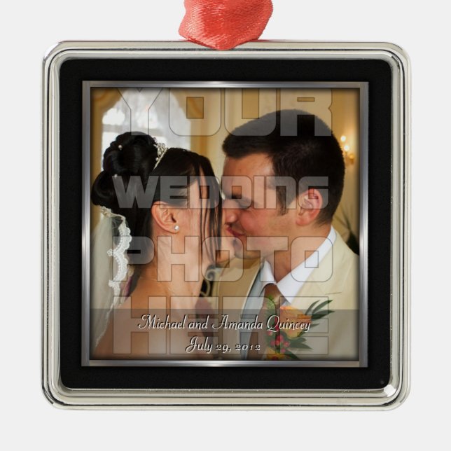 Elegantes Hochzeitssemble Foto Ornament Aus Metall (Vorne)