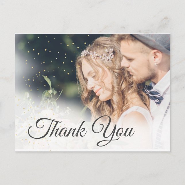 Elegantes Hochzeitssemble Foto Vielen Dank Postkarte (Vorderseite)