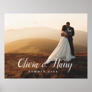 Elegantes Hochzeitsskript Hochzeitplakat für Fot Poster