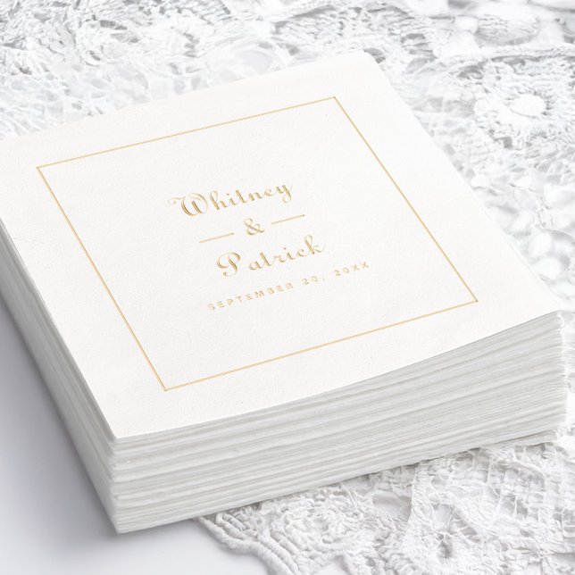 Elegantes Hochzeitsskript Minimalistisch Chic Gold Servietten Mit Folie (Elegant Wedding Script Minimalist Chic Gold Foil Napkins)