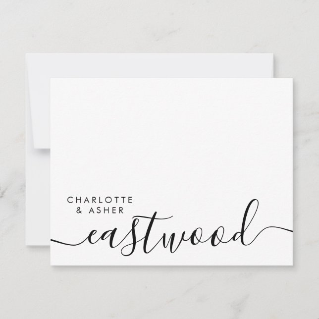 Elegantes Hochzeitsskript Monogramm Mitteilungskarte (Vorderseite)