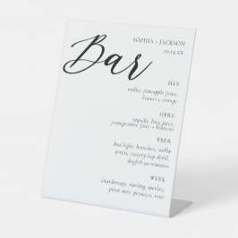 Elegantes Hochzeitsstift Bar Signature Drink Sign Sockelschild