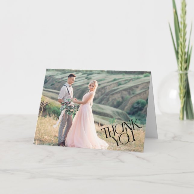 Elegantes Hochzeitsstift Foto Dankeschön Karte (Vorderseite)