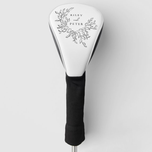 Elegantes Hochzeitsstift Personalisierter Name und Golf Headcover (Vorderseite)