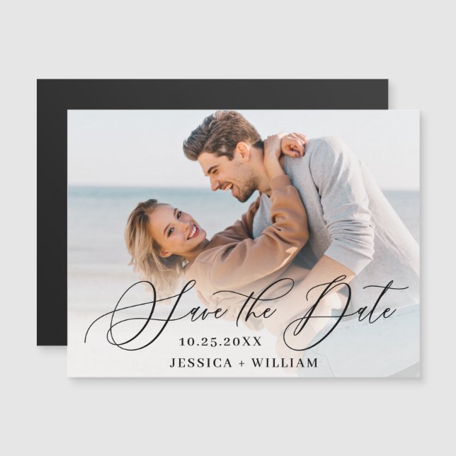 Elegantes Hochzeitsstift Save the Date Magnetkarte (Vorne/Hinten)