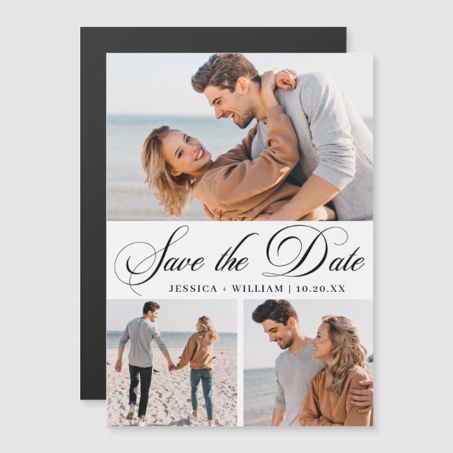 Elegantes Hochzeitsstift Save the Date Magnetkarte (Vorne/Hinten)
