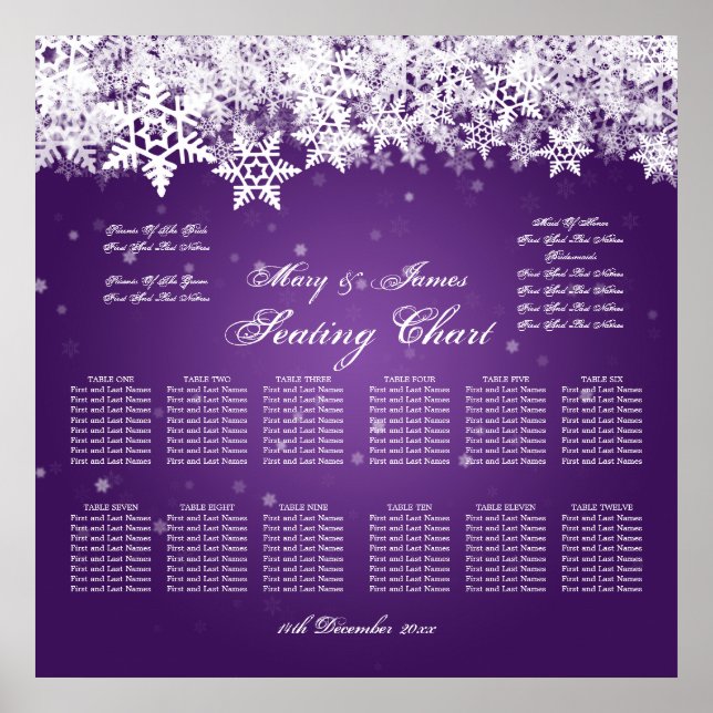 Elegantes Hochzeitsszenarium Winterschnee Lila Poster (Vorne)