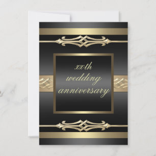 Elegantes Hochzeitstag Gold/Schwarz Einladung