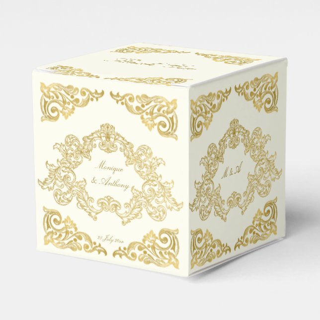 Elegantes Hochzeitstil für Elfenbein und Gold Geschenkschachtel (Vorderseite)