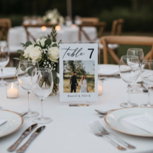 Elegantes Hochzeitstisch-Schild mit Foto Sockelschild