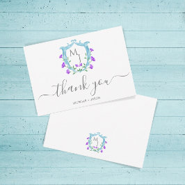Elegantes Hochzeitungs-Aquarellfarben-Wappen RSVP Karte