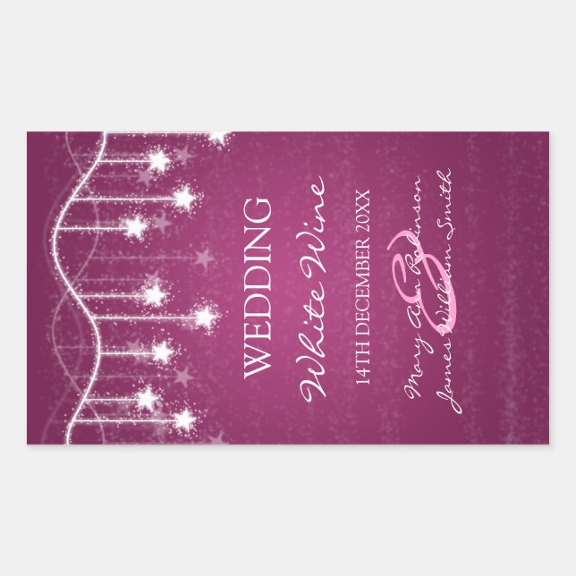 Elegantes Hochzeitweiliges Wine Label Simmering St Rechteckiger Aufkleber (Vorderseite)