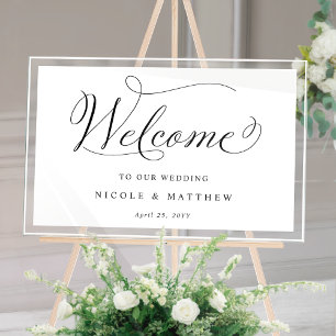 Elegantes Hochzeitwillkommen Weißes Akryllisches Z Acrylschild