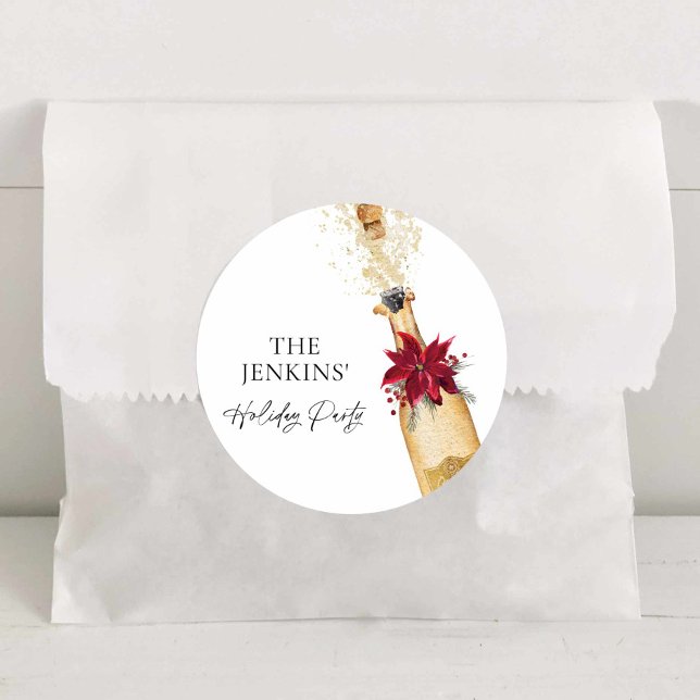 Elegantes Holiday Cocktail Party Runder Aufkleber (Winter Holiday Cocktail Party Favor Stickers)