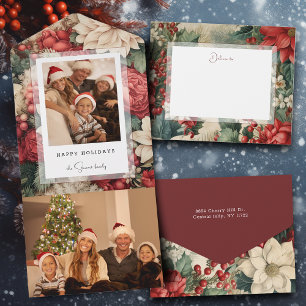 Elegantes Holiday Floral Foto All In One Einladung