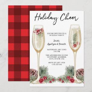 Elegantes Holiday Party Champagne Glass Einladung