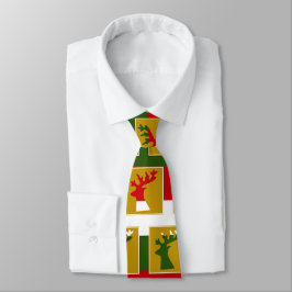 Elegantes Holiday Rentier Muster Green Red & Gold Krawatte