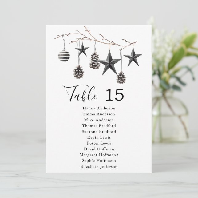 Elegantes Holiday Table Card Numbers Sitzkarte Einladung (Stehend Vorderseite)