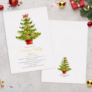 Elegantes Holiday Tree Company Party Real Gold Folieneinladung