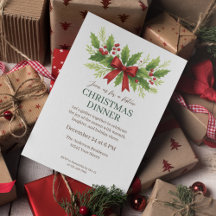 Elegantes Holly & Red Bow Weihnachtsessen -