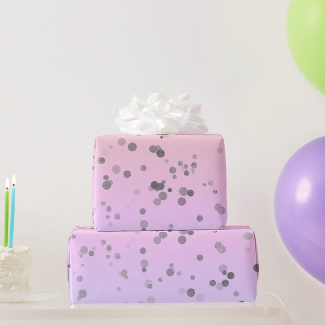Elegantes holografisches Konfetti-Polka-Punktmuste Geschenkpapier (Partygeschenke)