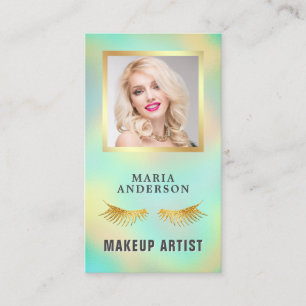 Elegantes, holografisches Makeup-Künstler-Foto Visitenkarte