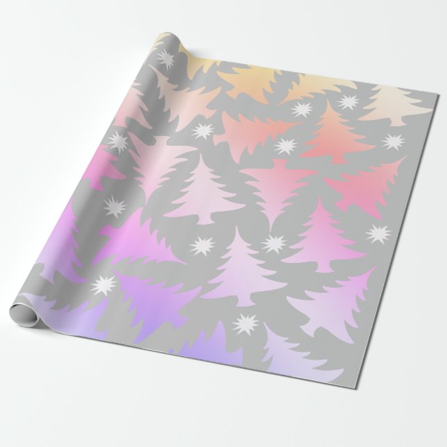 Elegantes holografisches Weihnachtsbaummuster Geschenkpapier (Ungerollt)