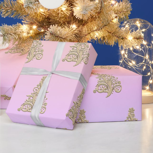 Elegantes holografisches Weihnachtsbaummuster Geschenkpapier (Feiertage)
