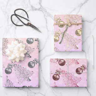 Elegantes holografisches Weihnachtsmuster Geschenkpapier Set